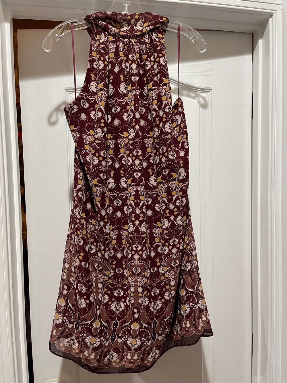 Max Studio Burgundy Floral Halter Mini Dress